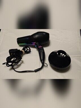 InfinitiPRO by Conair Hair Dryer Rainbow Chrome Black Diffuser Works Great